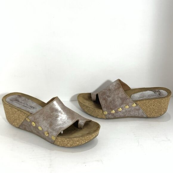 Donald J Pliner Metallic Leather Ginie Platform Slides Sandals Size 9.5 B Women - Picture 13 of 14